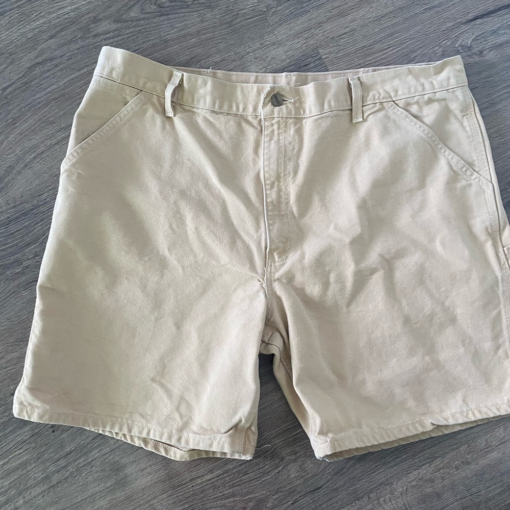 MENS 42 - Vtg Carhartt Duck Carhartt Beige  Work Shorts Assembled In Mexico